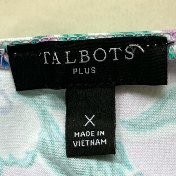 Talbots Plus Dress Floral Pastel Size X Effortless Jersey Shift Sleeveless - Picture 7 of 11